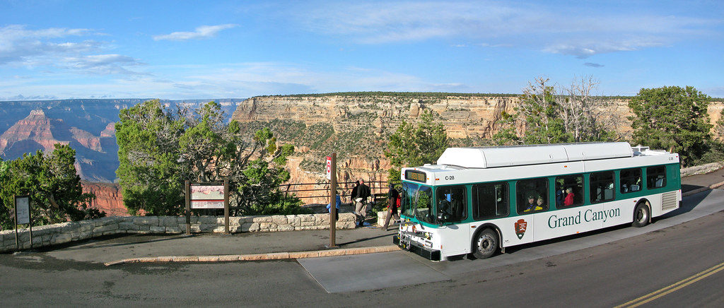 Shuttle Bus and views from along the Grand Canyon's South Rim